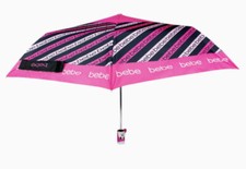 BEBE Designer Umbrella Easy Auto-Opens Pink  Black NWT MSRP 40