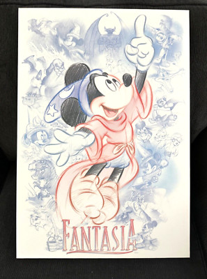 Mickey Mouse Sorcerer s Apprentice Canvas Wall art w/Fantasia Characters-Disney