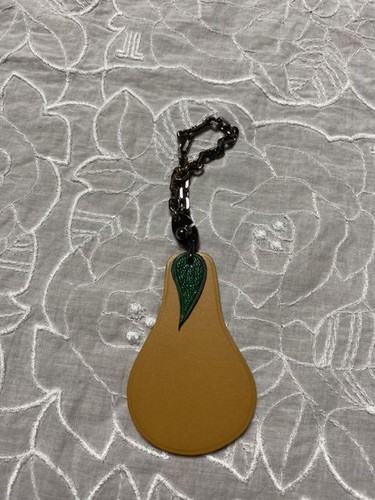 New HERMES Bag Charm La France Pear Yellow Leather with Box Fruits Women - Picture 1 of 4