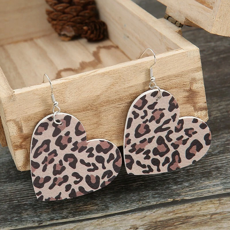Leopard print store leather earrings
