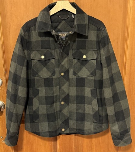 Pendleton Buffalo Check Wool Shirt Jacket Quilted Lining Plaid Mens Size Small S