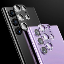For Samsung Galaxy S24 Ultra Tempered Glass Camera Lens Protector Metal Rings