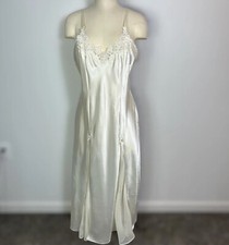 California Dynasty Vintage Satin beaded slip dress white large