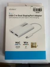 Inland 3 in 1 USB-C to Dual Display Port Adapter with DisplayLink
