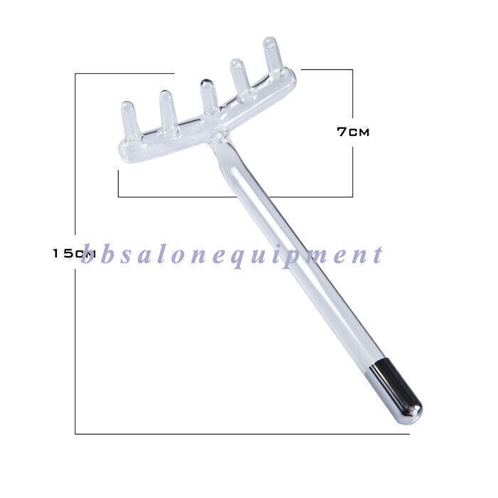 High Frequency Rake Electrode Wand Glass Tube Violet Orange Facial Skin ...