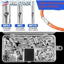 Copper Bare Wire Splice Terminals Ferrule Butt Crimp Connectors US 100/200Pcs