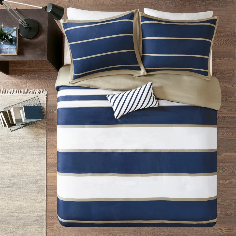 Mi Zone Stripe Super Soft Microfiber Duvet Cover Set Twin XL Queen King Size - Image 2 of 4