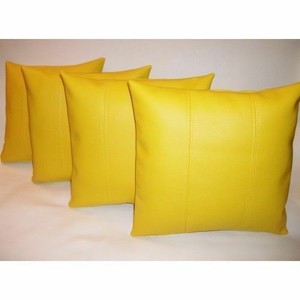 yellow leather throw pillows