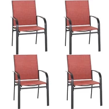 Patio Dining Chairs Set of 4 Outdoor High Back Metal Armchairs for Yard Garden