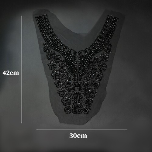 Beaded Embroidered Applique Pearl Rhinestones Patch Sewing DIY Craft Wedding - Picture 10 of 19