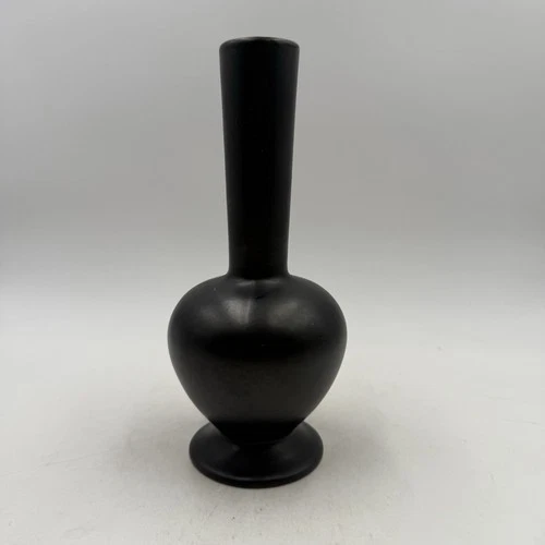 Vintage Midcentury Modern 1960s Royal Haeger Matte Black Pottery Vase 9” Tall