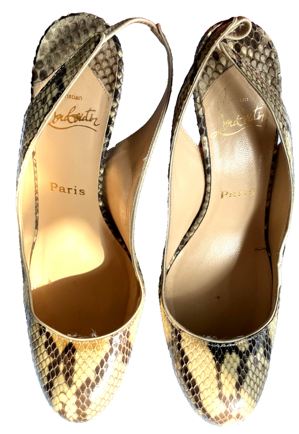 LOUIS VUITTON PARIS  PYTHON SLING BACK PLATFORM H… - image 11