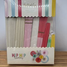 My Minds Eye Party Goods Hip Hip Hooray 8 Double Sided Party Fans Vintage