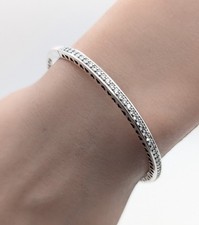 Genuine "Radiant Hearts Of Pandora" 925 Sterling Silver Pave/Pink Enamel Bangle