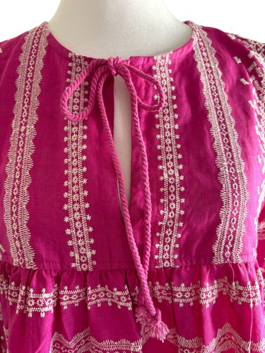 Vestido Barba MELISSA NEPTON Talla Grande Blanco Fucsia Bordado Detallado NUEVO - Imagen 9 de 11