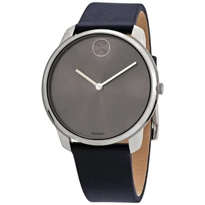 Montre Movado Bold Quartz Gris Cadran Bleu Cuir Homme 3600586