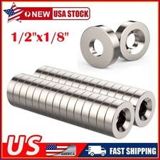 5 50 100 Strong Magnets Countersunk Ring 1/2"x1/8 Rare Earth Neodymium 4mm hole