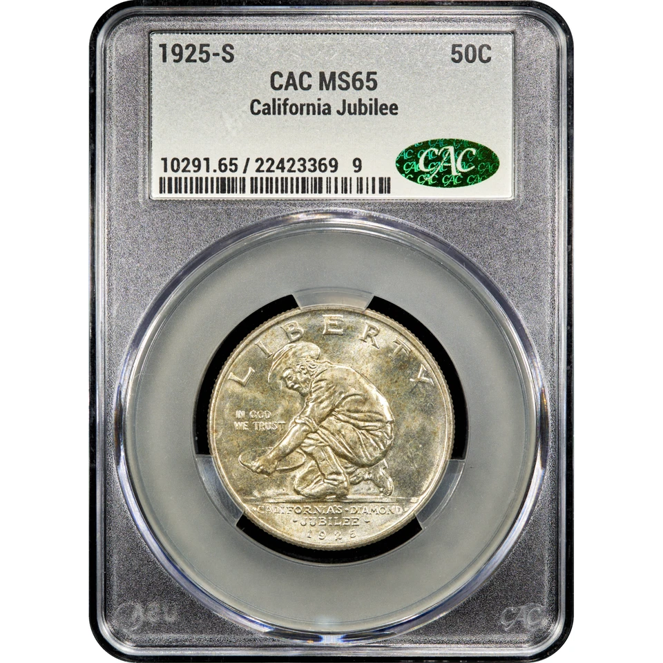 Medio dólar conmemorativo de California 1925-S 50c CACG MS65 CAC Foto 2 de 4