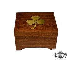 Vintage Small Brass Inlaid Wooden Music Box