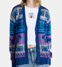 Stanger Things Cardigan Sweater Size XS Oversized Novelty Cassette Tape Terrier
