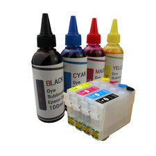 Dye Sublimation Ink, Refillable Ink Cartridges for Epson WF-2520 WF-2530 WF-2540