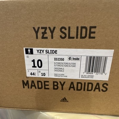 adidas Originals YZY Slide Gray Sandals US 10 EU 44.5 UK 10 ID2350