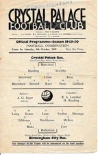 Crystal Palace Reserves v Birmingham City (Combination) 1949/1950