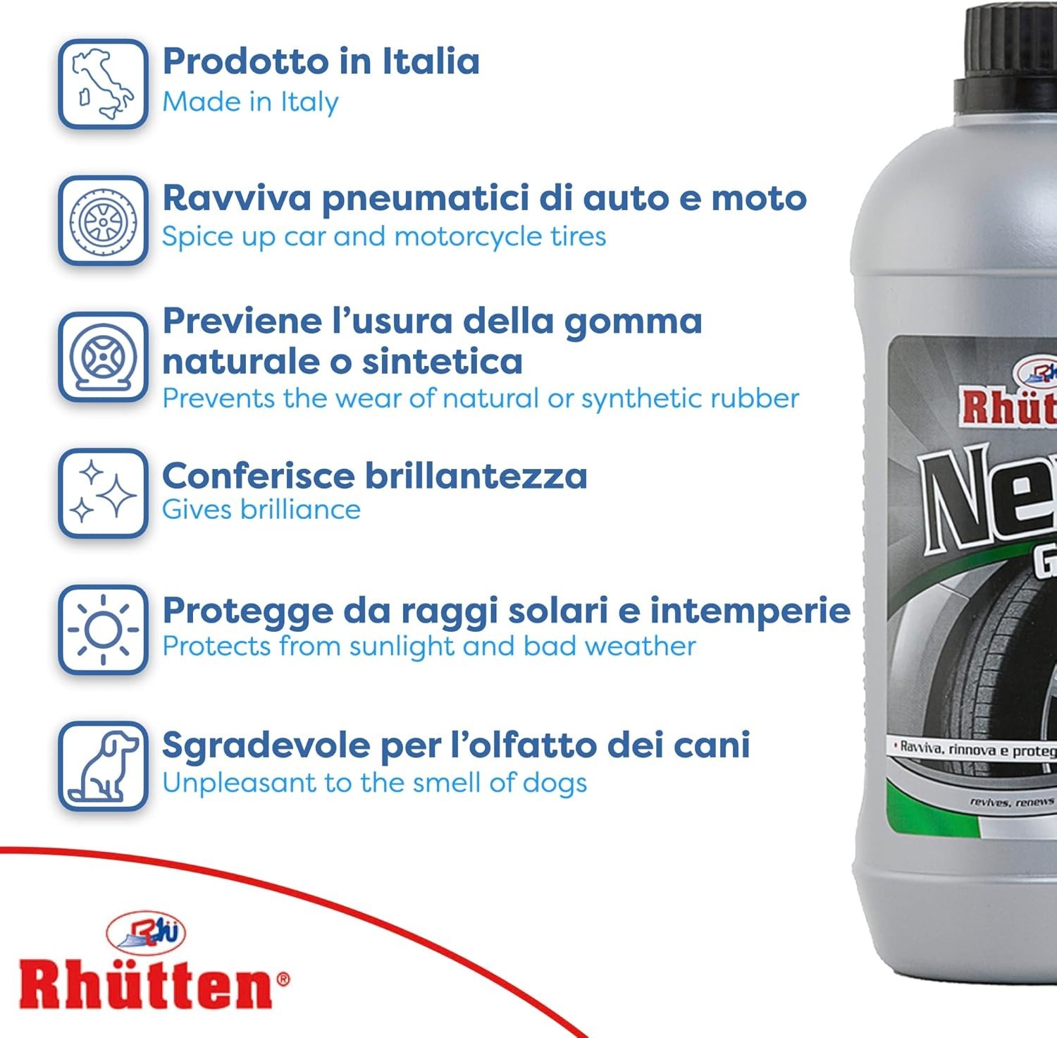 Lucidante Pneumatici Nero Gomme 1L foto 6