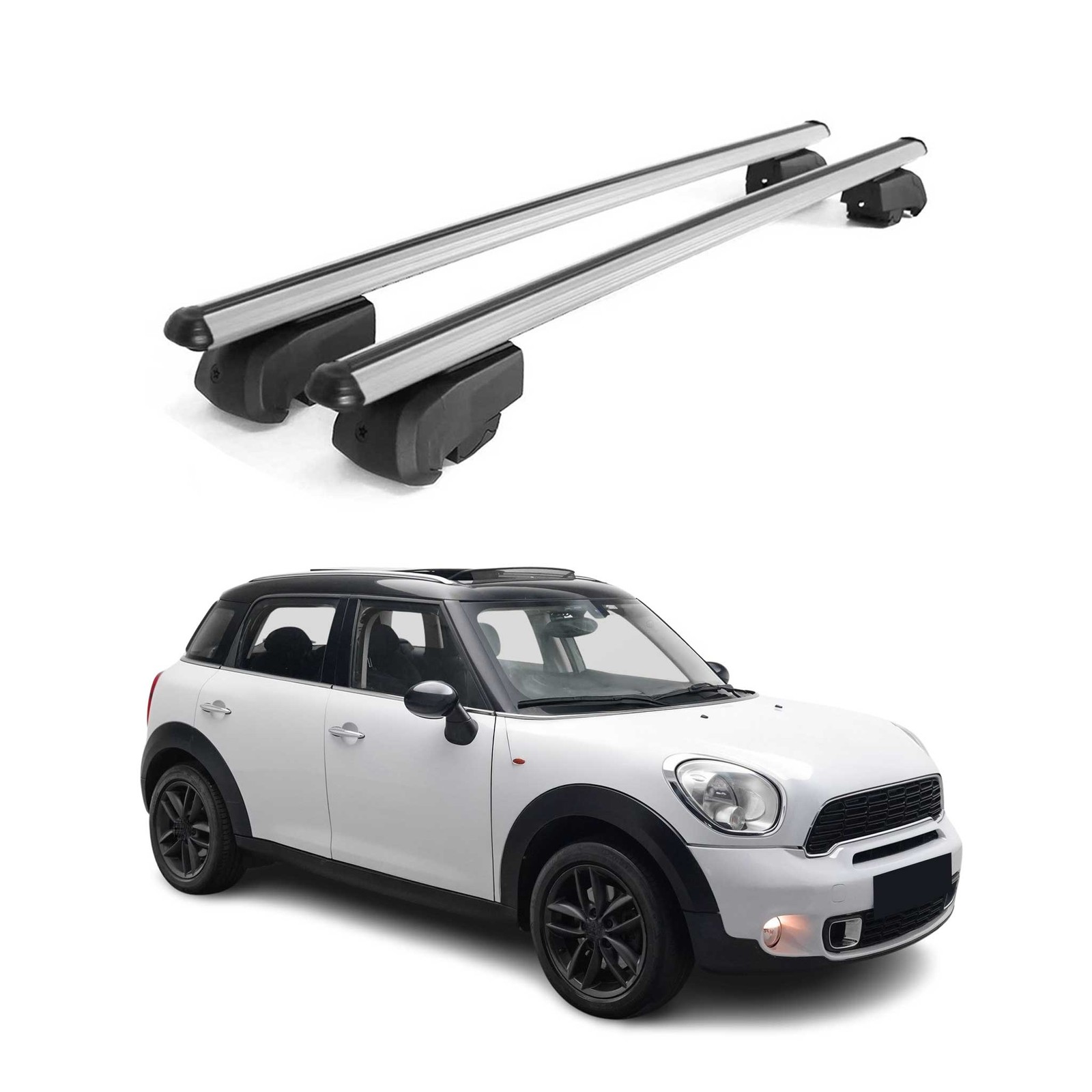 Barres de toit Mini Countryman R60 2010-2016 en aluminium gris longitudinales