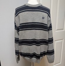 Chaps Men's Gray and Black Crewneck Sweater Size XL