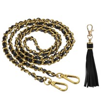 47 Inch Purse Chain Strap Purse Strap Replacement with Tassel, Black/Dark Gold
