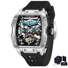 Luxury 42MM Hollow Skeleton Men's Automatic Watch - 50M Waterproof Sapphire Glas