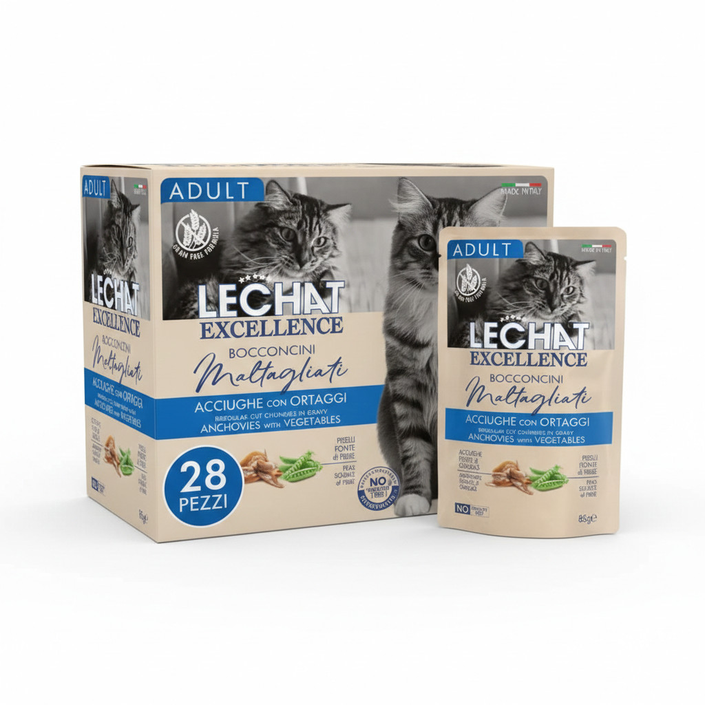 Monge LeChat Excellence Adult Acciughe e Verdure 28x85g - Offerta
