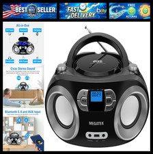 MEGATEK Portable CD Player Boombox with Bluetooth  FM Radio   Black