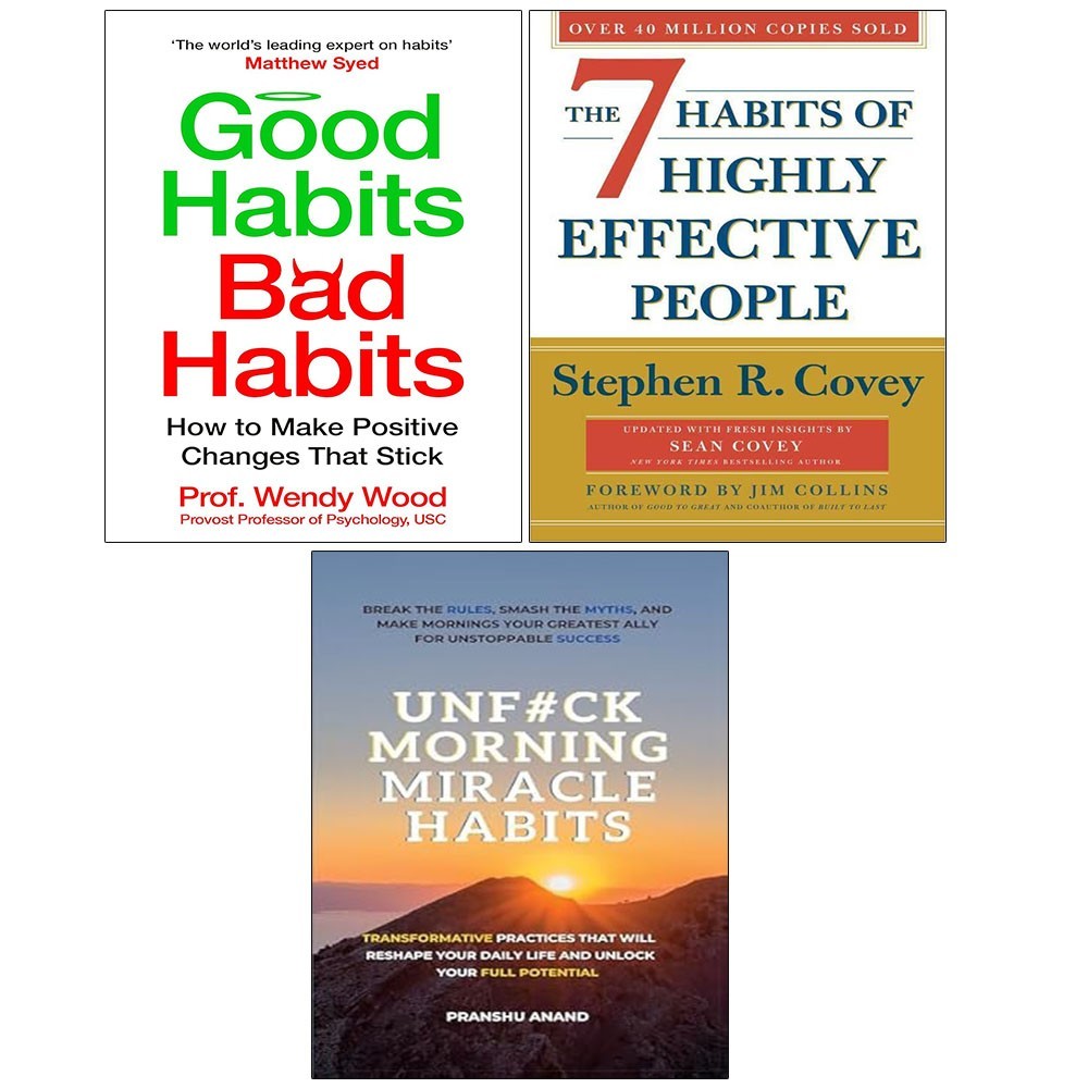 UnFck Morning MiracleHabits,7 Habits Of Highly Effective,Good Habits Bad 3 Books