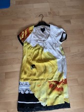 Schönes Class Roberto Cavalli Kleid 94% Seide gelb-schwarz-weiß DE Gr. 36/38