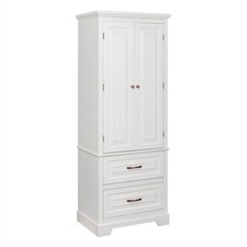 Teamson Home Wooden Bathroom Linen Storage Cabinet  2 Drawers White