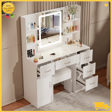 Vanity Set with LED Lighted Mirror Makeup Dressing Table Dresser Desk and STOOL