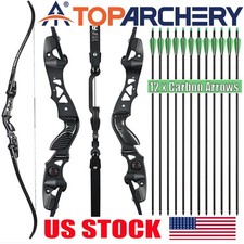 62" Archery ILF Bow Takedown Recurve Bow 25-60lbs 19" Riser and 12X Arrows Set