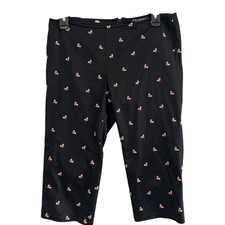 Vintage 90s Betsey Johnson Black Label Rosebud Embroidered Pedal Pusher Pants 6