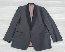 Vtg Men's Tuxedo Blazer 42 Made in Italy Black Gray Satin Shawl Collar Formal