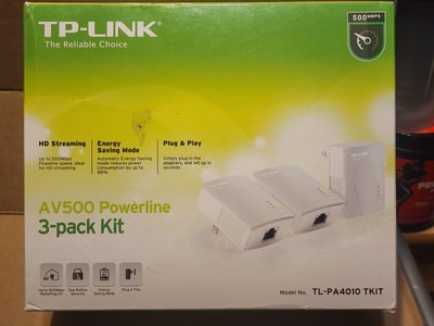 TP-LINK AV500 Powerline HD Streaming TL-PA4010 TKIT Plug & Play 3-pk Kit 500MBPS