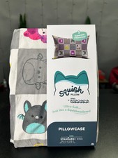 NWT  Squish Squares Gray" Squishmallows Standard Size Pillowcase Ultra Soft CPx