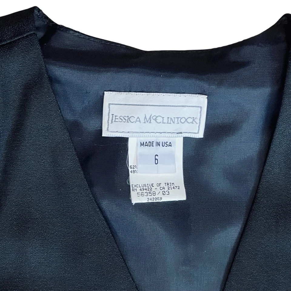 Jessica McClintock Women’s Sz 6 Vintage Black Sequin Lace Sleeve 90s Blazer - Image 3 of 4