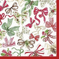 IHR 12 Servietten Christmas BOW Red | Red | 33 X 33 Cm | Tissue - 3 Lagig