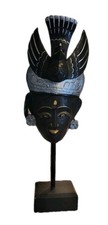 Old Hand Carved Tribal Punu Queen Mask w/Stand W/Bird