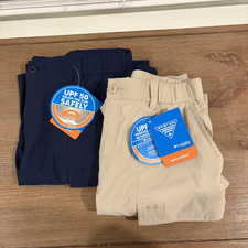 NWT Lot of 2 Columbia Shorts Youth XL Low Drag PFG Omni-Shade Cargo Tan Navy
