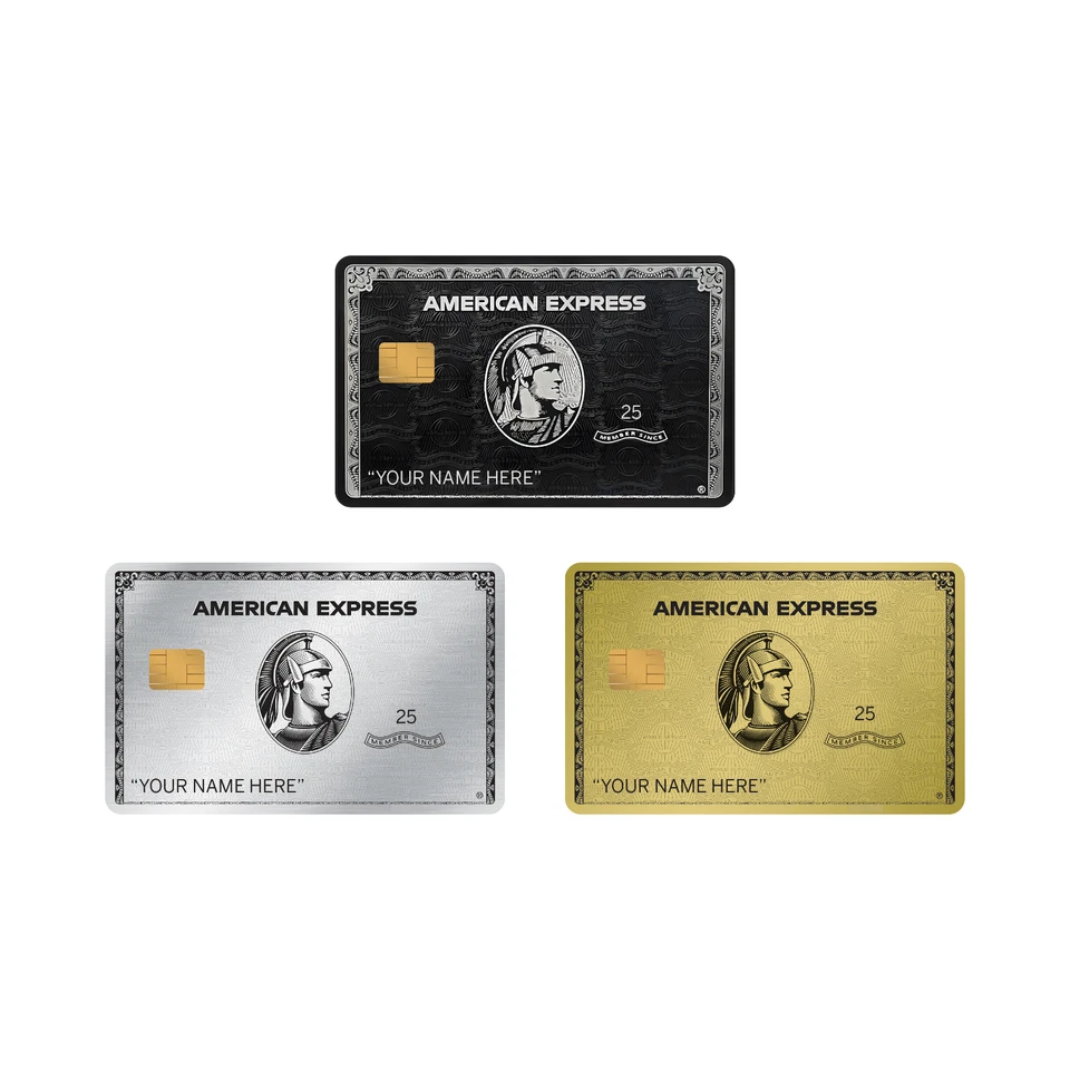 Capa de cartão AMEX personalizada (pacote com 3) dourada, platina, preta | Nome personalizado L-Chip - Imagem 2 de 4