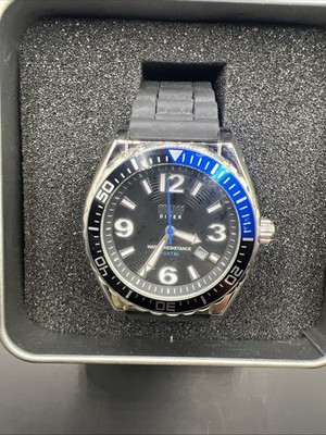 MUFF Diver  Black And Blue Muff  Water Resistant Diving Watch 10ATMS.