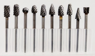 10-tlg Hartmetall Frässtifte Set für Metall, Holz, Kunststoff Ø3mm Schaft Dremel